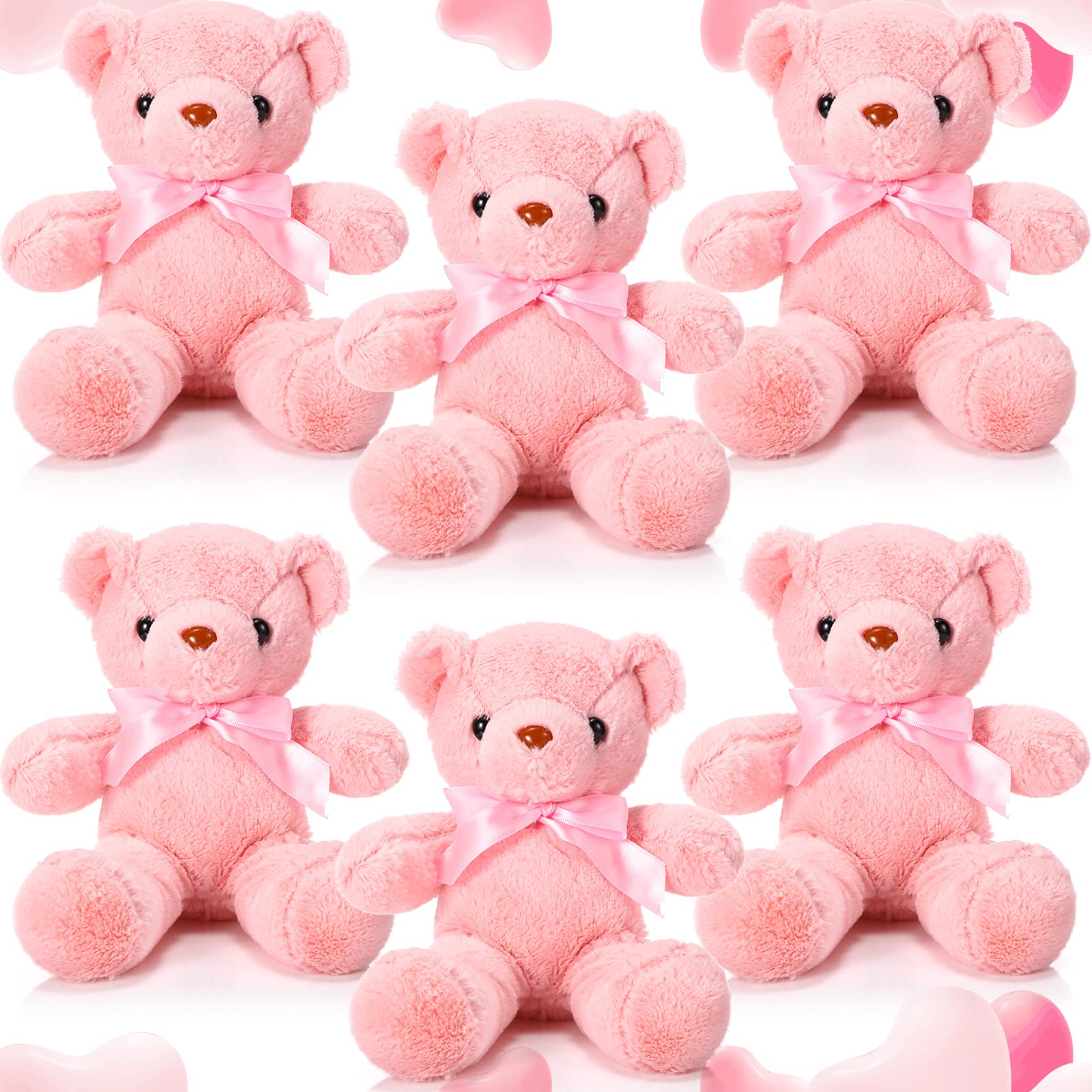 Photo 1 of Aoriher 6 Pcs Bears Stuffed Animal Bulk Adorable and Cuddly Soft Cute Plush Gifts for Girlfriend Baby Shower Graduation Birthday Wedding Party Favors(Pink)