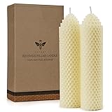White Beeswax Pillar Candles Set of 2 - Handmade