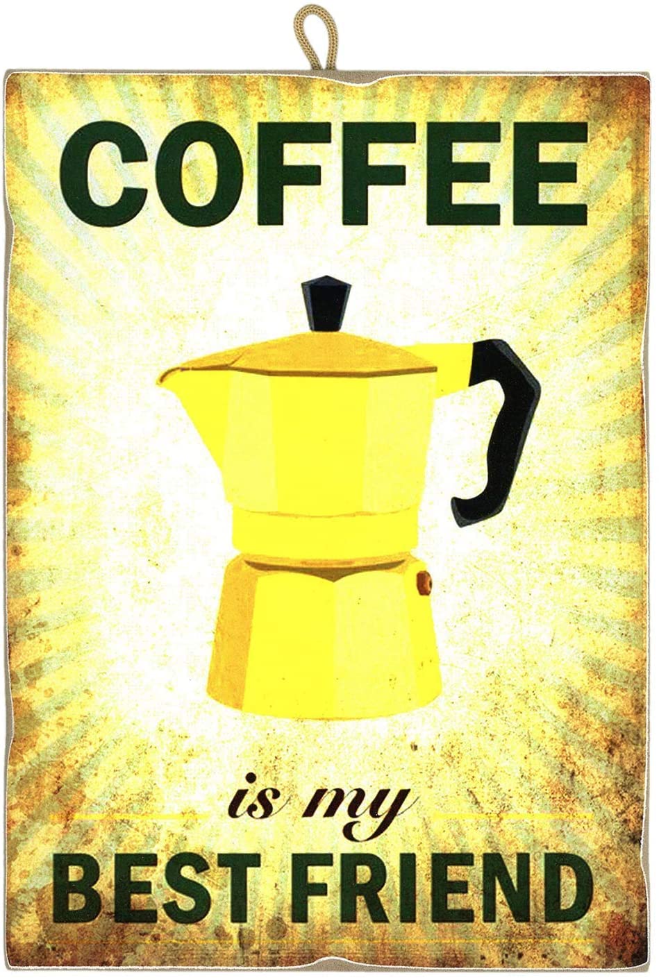 KUSTOM ART Picture Picture Vintage Style Coffee is My Best Friend. Print on Wood. For Restaurant Furniture Pizzeria Bar Hotel 25x18 cm.