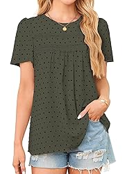 Falechay Green-Black Dots Tops for Women Solid