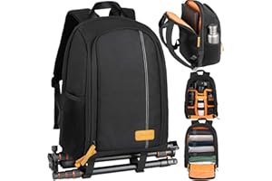 TARION Camera Backpack Waterproof Camera Bag Large Capacity Camera Case Photography Backpack with 15in Laptop Compartment Rain Cover for Men Women Photographer DSLR SLR Cameras Lens Tripod Black TB-02