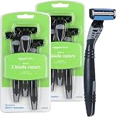Amazon Basics 3-Blade Disposable Razors for Men, Close and Comfortable Shave, 6 Count, 2 Packs of 3 (Previously Solimo)