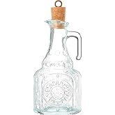 Bormioli Rocco Country Home Helios Oil Bottle 8 oz &ndash; Clear Glass Olive Oil &amp; Vinegar Dispenser with Stopper, Reusable Tabletop Container for Kitchen &amp; Dining &ndash; Italian Glassware Storage Jar