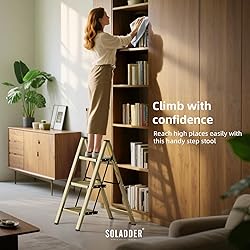 SOLADDER 3 Step Ladder, Anti-Slip and Lightweight