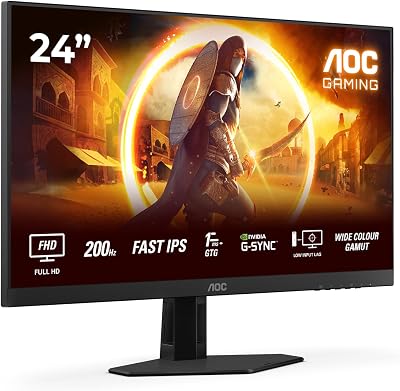 24G4HRE 24 Zoll FHD Gaming Monitor, 200Hz, Fast IPS Panel, 1ms GtG, HDR10, G-Sync Compatible, Lautsprecher,(1920x1080 HDMI 2X 2.0) Schwarz