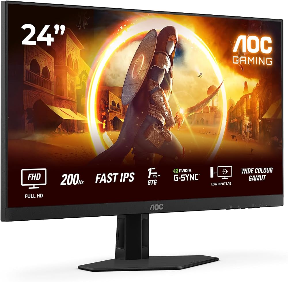 AOC 24G4HRE 24 Inch FHD Gaming Monitor 200Hz Fast IPS HDR10 G-Sync Compatible