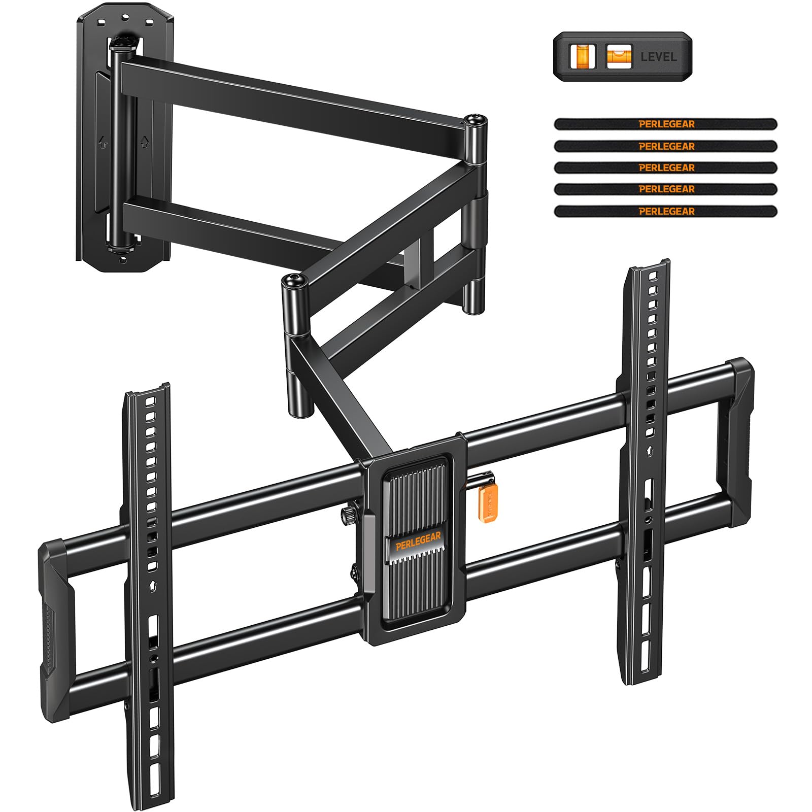Perlegear Corner TV Wall Mount Long Arm TV Mount for 42-84 Inch TVs up to 150 lbs - Full Motion Wall Mount Single Stud with 37.2" Extension & Swivel Articulating Arm & Tilt, MAX VESA 600x400mm
