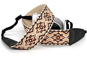 Eggsnow 2" Wide Woven Camera Straps, Binocular Strap Universal Shoulder Strap for All DSLR Cameras & Binoculars, Great Gift for Men Women Photographers (B1 - Brown Pink Woven)