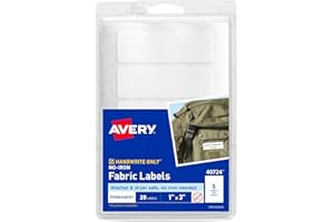 Avery No-Iron Fabric Labels, 1" x 3", Washer and Dryer-Safe Waterproof Labels, Non-Printable, 20 Total (40724)