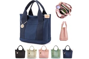 MINGRI Canvas Tote Bag for Women,Small Tote Bag with Zipper Canvas Crossbody Bag Everything Tote Bag with Compartments