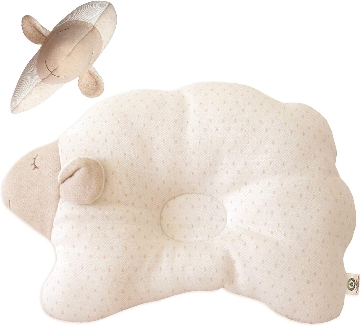 Baby Pillow for Newborn, Breathable 3D Air Mesh Organic Cotton, Protection for Flat Head Syndrome