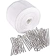 INCREWAY Curtain Accessory, 10 Meters/10.9 Yards White Curtain Tape Curtain Heading Deep Pinch Pleat Tape with 20 Pcs Stainless Steel 4 Prong Curtain Pleater End Tape Hooks Clips for Curtain DIY