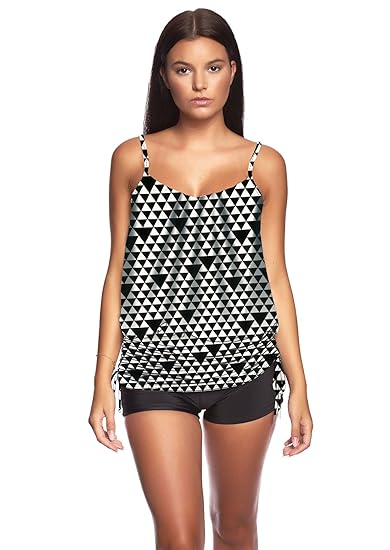 Raffinierter Tankini mit/ohne Bügel in verschiedenen Farben/Größen/Träger/Rockteil verstellbar/Bandeau/Cut Out f5371