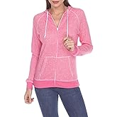 Pimatee long Sleeve Zip Hoodie Women Cotton Blend Pocket long Sleeve Jacket，Comfortable FrenchTerry Hoodie for Everyday