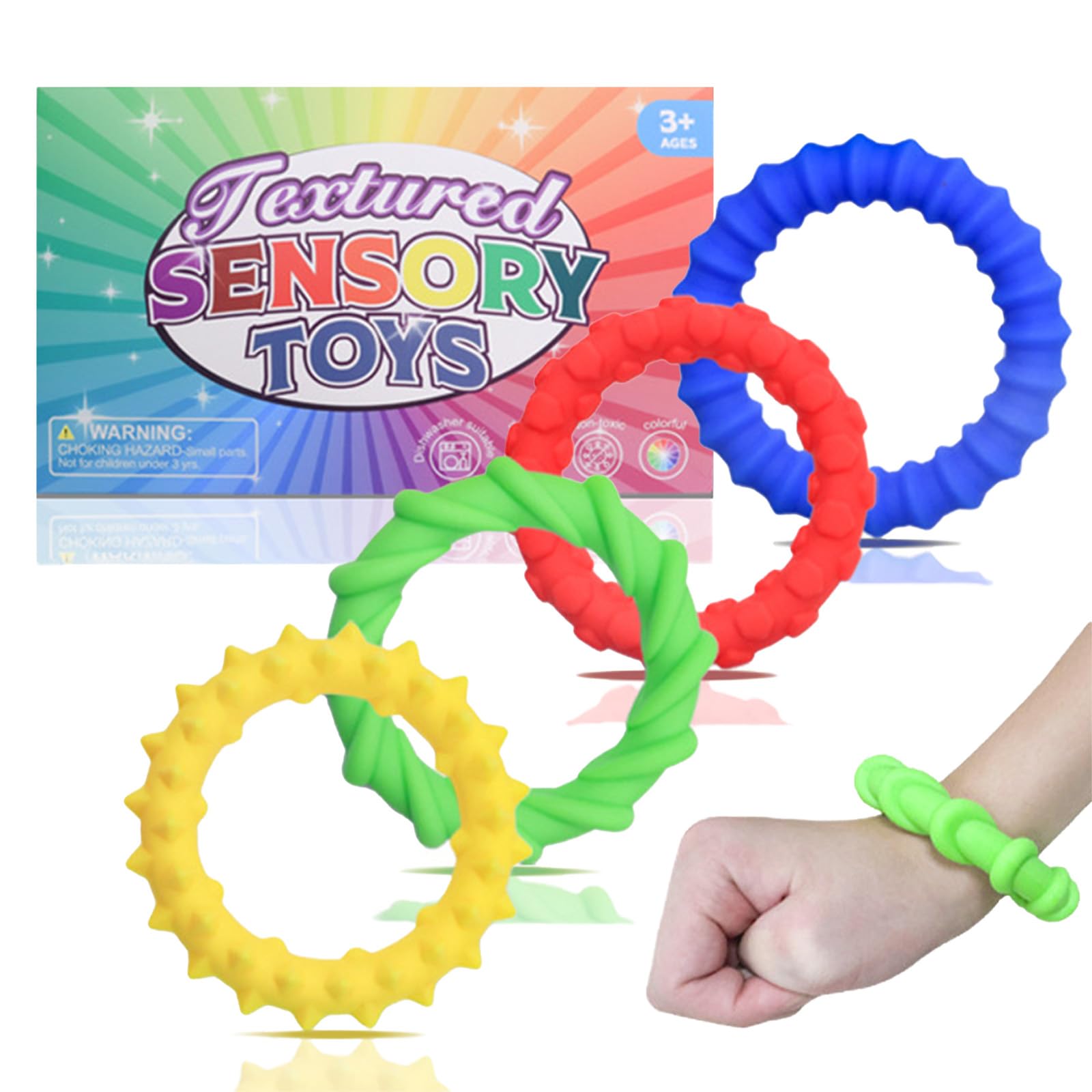 CHSEEO Fidget Toys Sensory Stones for Autism Kids, 4 Pcs Adults Stress Relief Toys, Highly Stimulating Sensory Toys for School Anxiety, Students Calm Down, Holiday and Party Fidget Box #3 — image 1