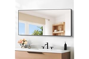 DESBING Black Bathroom Mirror for Wall, 24x48 Inch Rectangle Mirrors with Metal Frame, Modern Vanity Wall Mirror Decor for Entryway Hangs, Bathroom Living Room Horizontal or Vertical