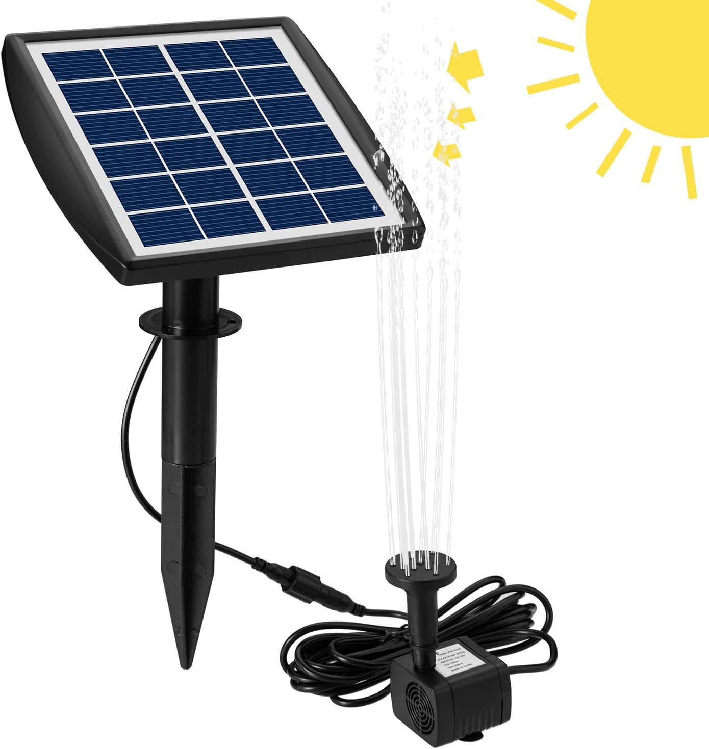 Solar Fountain with Panel, 6V 10W USB Panel Water Pump for Bird Bath Solar Panel Kit, Solar Water Fountain Pump Set for Small Pond Outdoor, Patio Garden and Aquarium
