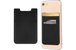 OBVIS 2 Pack Stick On Wallet Sleeve Cell Phone Pocket Card Holder Pocket Pouch for iPhone Android Smartphone (2 Pack BLACK)