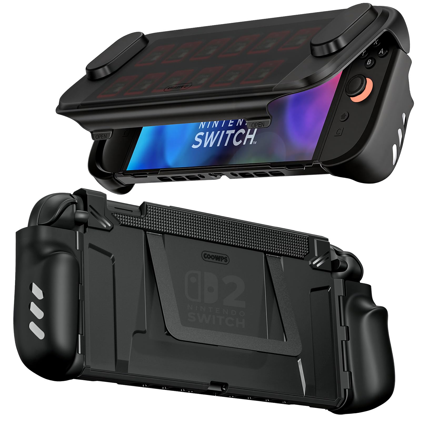 Retear for Nintendo Switch 2 Case with Flip Stand, Military-Grade Protection, Non-Slip Ergonomic Grip, Dock Compatible Accessories Full Protection Front Cover with 12 Game Card Slots 1