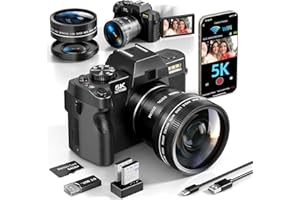 5K&64MP Digital Cameras for Photography，Video Camera for Vlogging, WiFi & App Control Vlogging Camera for YouTube, Small Came