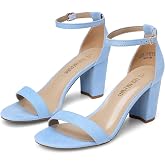 DREAM PAIRS Women's Comfort Block Heel Sandals | Open Toe Adjustable Ankle Strap Chunky Dress Heels, Fashion Heeled Sandals for Prom, Wedding Guest and Formal Events