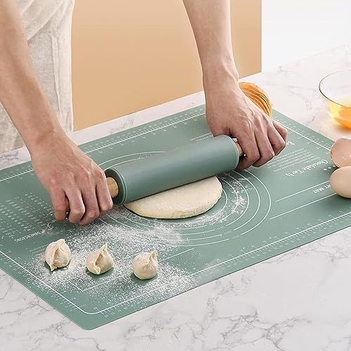 Silicone Rolling Pin Baking Mat Set Professional Dough Roller