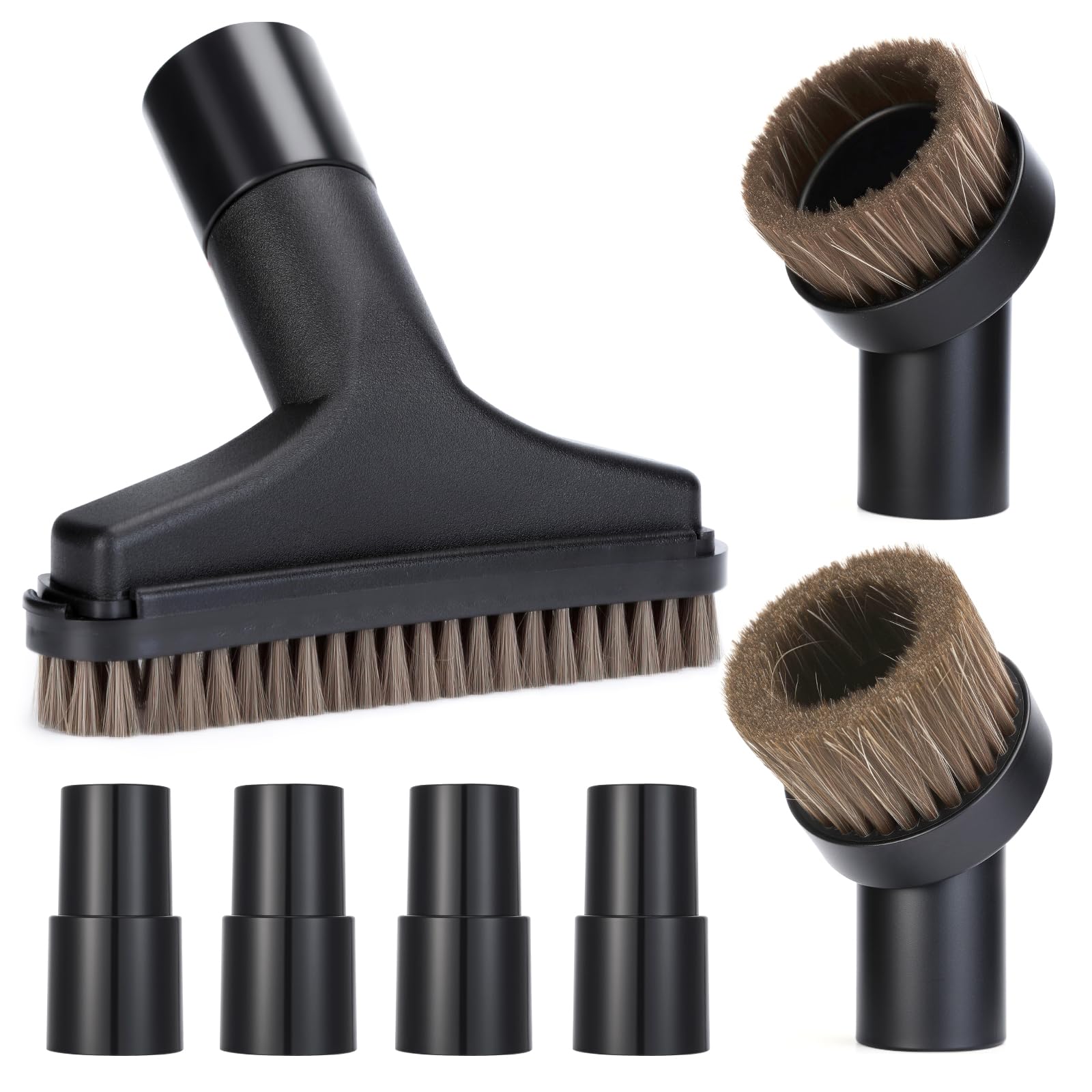 Photo 1 of 7 Pack 25mm and 36mm Vacuum Brush Horse Hair Round Brush, 5.9 Inch Vacuum Floor 1.25 Cleaner Attachment Soft Bristles Replacement with 1-1/4 Inch to 1-3/8 Inch Adapter