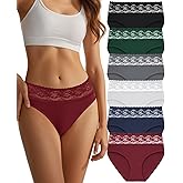 ZPKYDC Womens Underwear Cotton Lace Bikini Panties Stretch Soft Breathable Briefs Comfortable Hipster Underpants 6 Pack