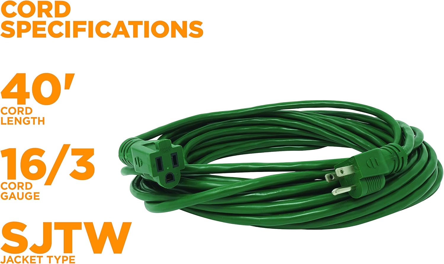 Coleman Cable 02356-05 40-Feet 16/3 Vinyl Landscape Outdoor Extension Cord, Green - - 