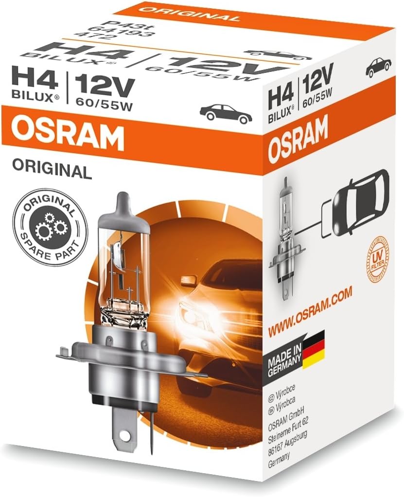 Osram H4 Original 60/55 Watt 12 Volt Car Bilux Car Bulb Light Front Pack of 10, White - Image 4