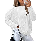 MixShe Women's Oversized Crewneck Cable Knit Sweaters Fall Fashion 2025