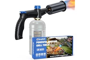 EIOEHTL Powerful propane torch gun Ergonomic handle, One-Touch Ignition, Adjustable Flame, Propane Torch with One-Piece Safety Design Ideal for Grill & Cooking, Sous Vide, Searing Steak, BBQ, Campfire Starter