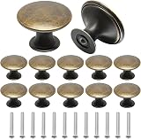 Juibao 12 Pcs Bronze Cabinet Knobs Antique Brass Drawer Knobs with Screws