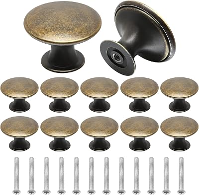 Juibao 12 Pcs Bronze Cabinet Knobs Antique Brass Drawer Knobs with Screws