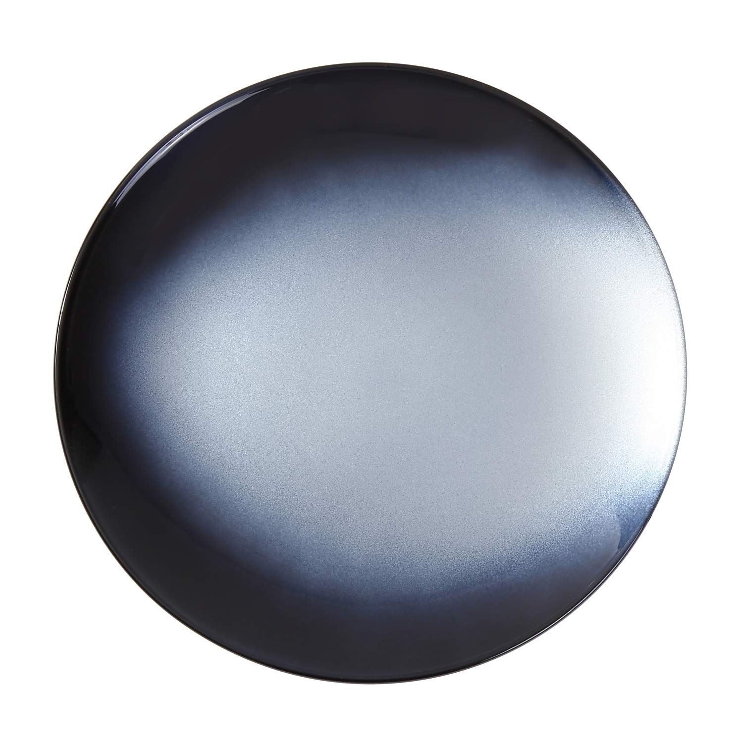 Syosaku Japanese Urushi Glass Flat Dinner Plate Φ11-inch Gradation Black, Dishwasher Safe