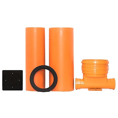 KG Schacht Abwasserschacht Schachtboden DN 400/160 Rohr DN400/DN315 quadratisch voll Deckel DN315 Kanal Entwässerung Komplett