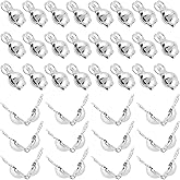 YALOJE 50 Pcs 4mm Crimp Beads for Jewelry Making, 925 Silver Plated Knot Covers for Bracelets, Clamshell Bead Tips Knot Cover, Fold-Over Bead Covers for DIY Art Crafts, Necklaces