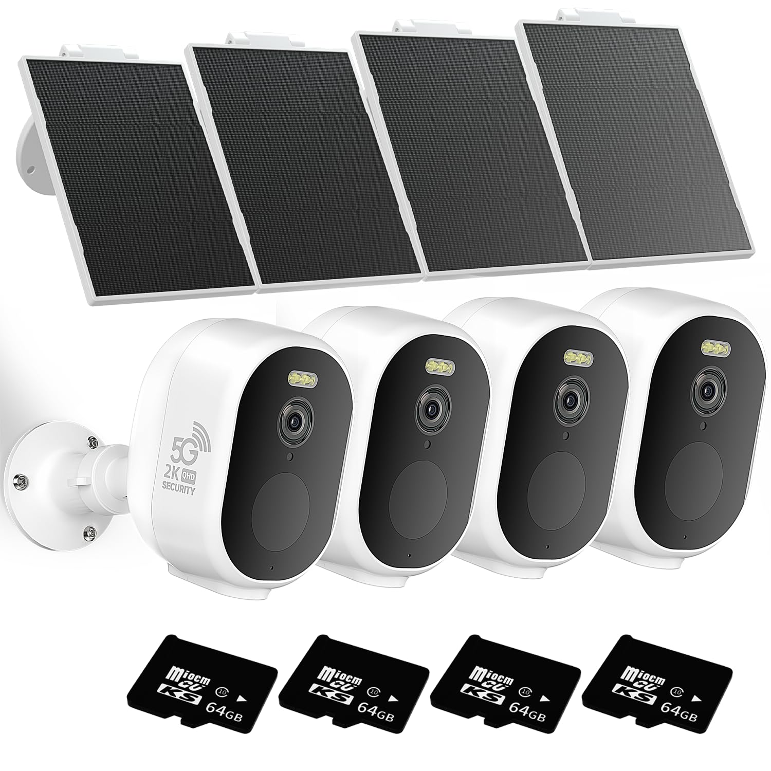 ELECCTV 2K Solar Security Camera Wireless Outdoor, Solar Powered WiFi System Surveillance Camera With Ip65 Color Night Vision Spotlight Siren Compatible With Alexa No Monthly Fee Black 3pack