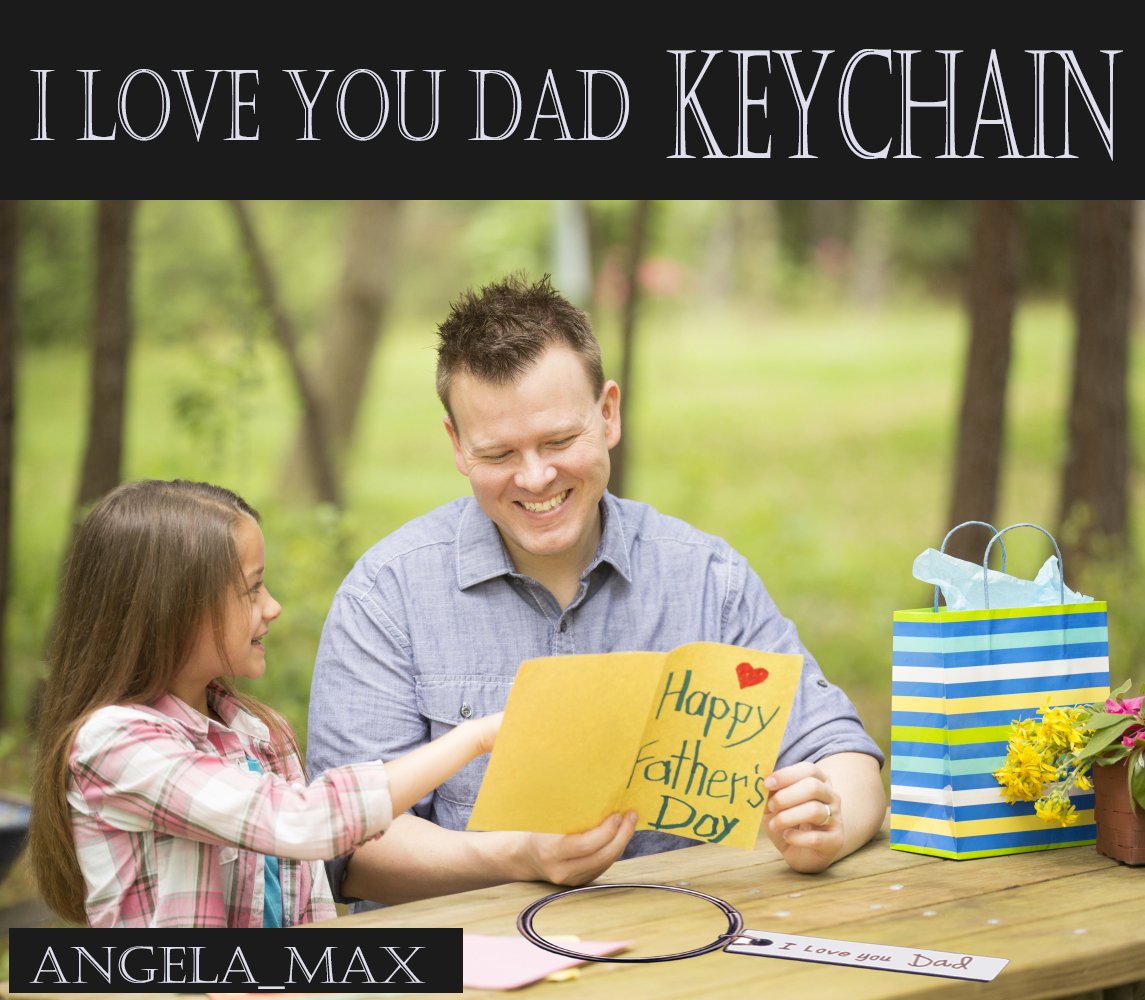 Dad Keychain,I Love You Dad Keychain Angela_Max Fashion Accessories Silver Men\'s Square Letter Charm Pendant Keychain Father\'s Day Gift Keyrings
