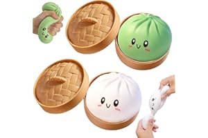 2PC Dumpling Squishy, Dumpling Squishies Fidget Sensory Toys, Colorful Dumplings Stress Balls for Anxiety Relief, Bao Bun Squishy for Kids Adults Presents