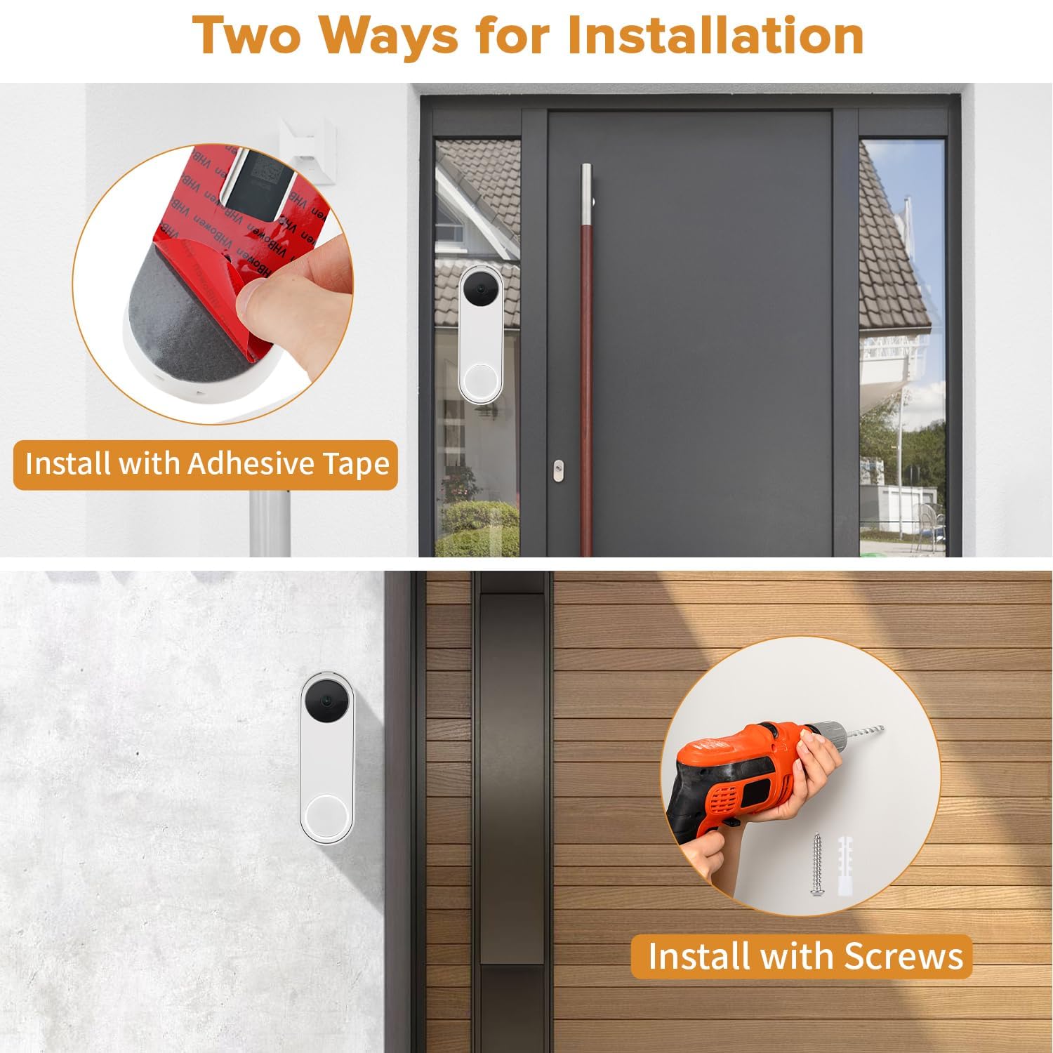 wochel No-Drill Mount for Google Nest Doorbell (Battery), Adhesive Doorbell Mount Bracket, Easy Installation for Nest Doorbell System (White)