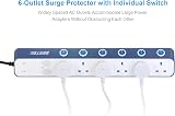 BESTEK 6 Way Surge Protection Extension Lead with 4 USB Ports 1.8M White view 2