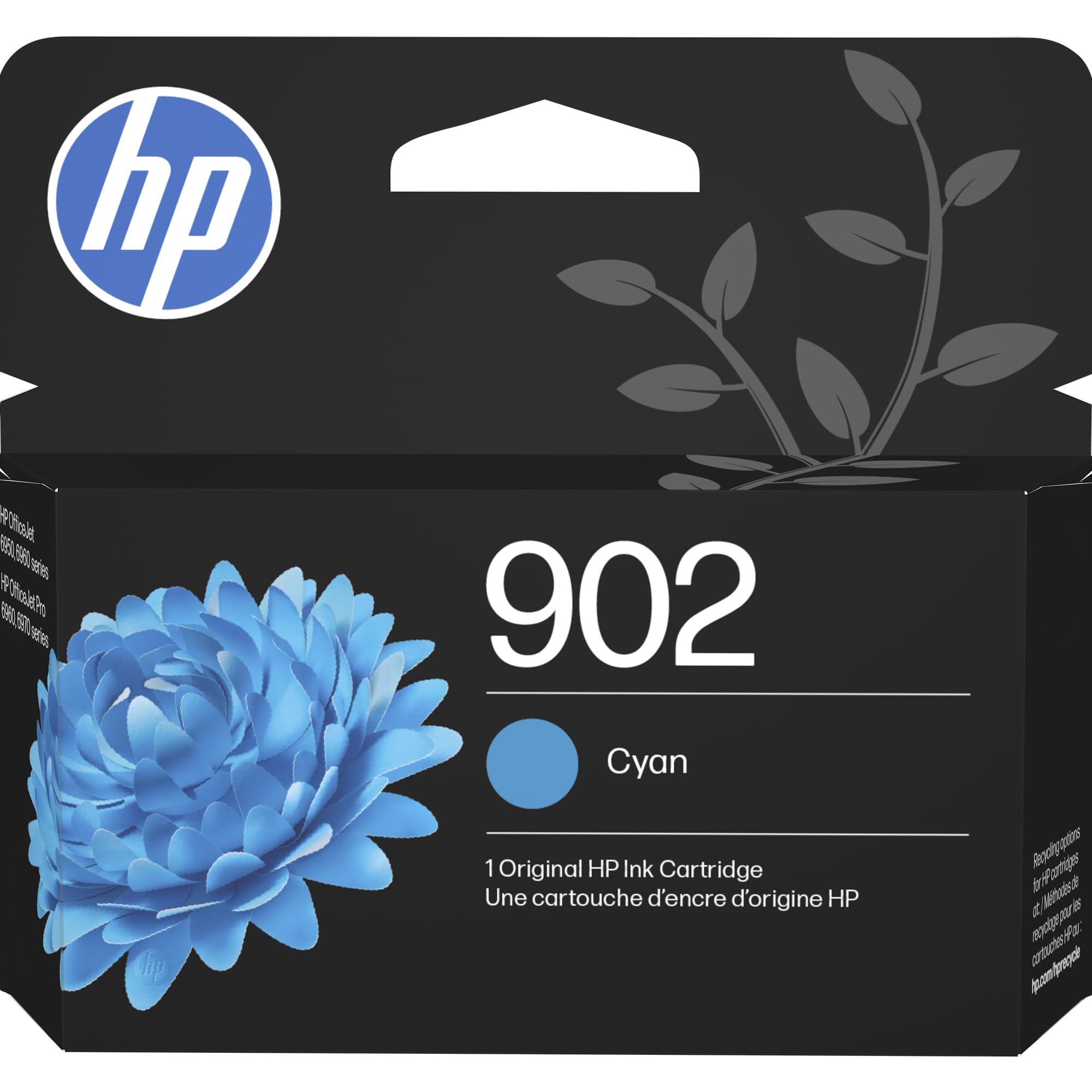 HP 902 Cyan Ink Cartridge | Works with OfficeJet 6950, 6960, Pro 6960, 6970 Series | T6L86AN
