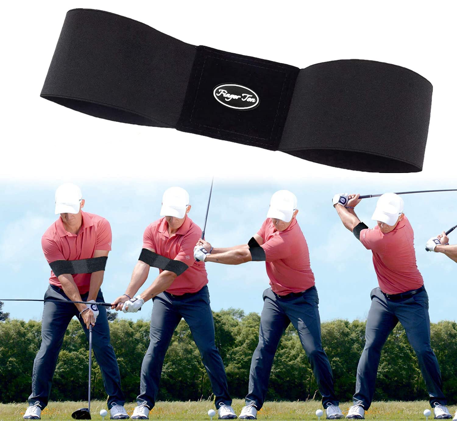 Jeantet Sport Golf Swing Trainer Aid Grip Secret Arm Band Trainer Value 1/2 Pack, Golf Training Aids Professional Motion Posture Correction Belt For Men Women Kids (1 Pack Golf Swing Band-Black) — image 1