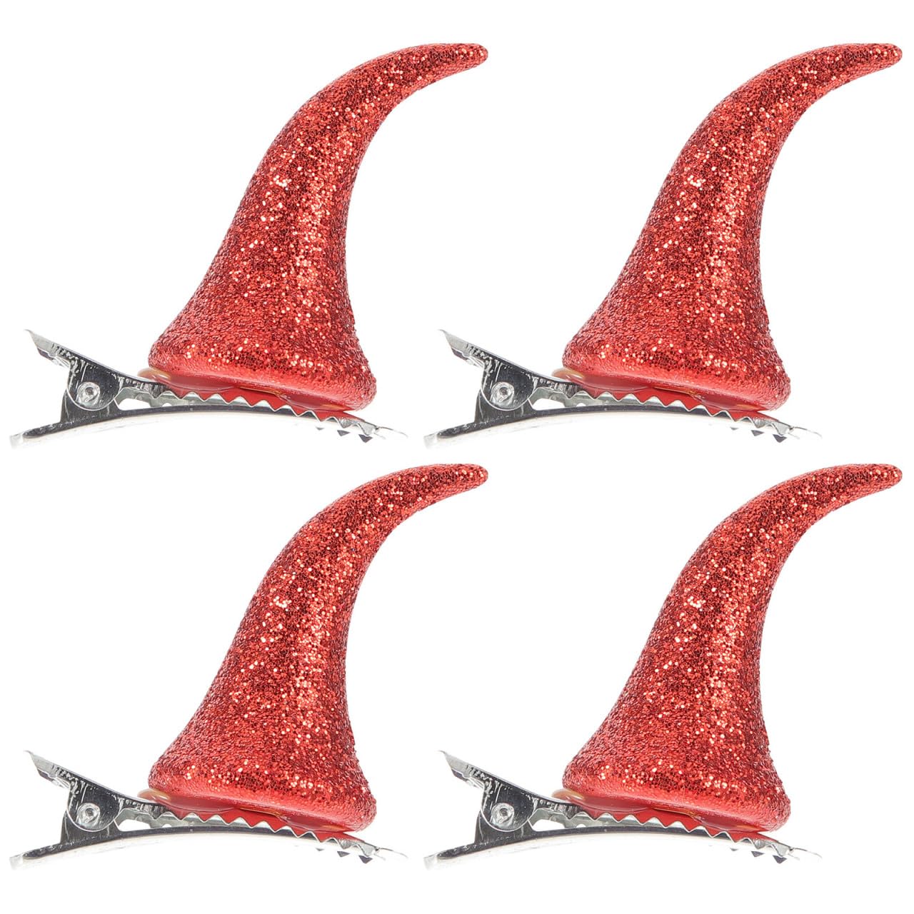 Lurrose 4pcs Devil Horn Hair Clips Glitter Halloween Hair Barrettes Pins for Kids Girls Women Halloween Party Accessories Cosplay Props Red