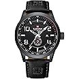 NAVIFORCE Sport Watches for Men Leather Band Waterproof Quartz Analog Wristwatch Easy to Read with Auto Date