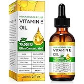 akareni Pure Vitamin E Oil for Skin and Face, Vitamin E Oil 75,000 IU, Gua Sha Massage Body Oil for Moisturizing Dry Skin, Reduce Fine Lines | Non-GMO, 60ml