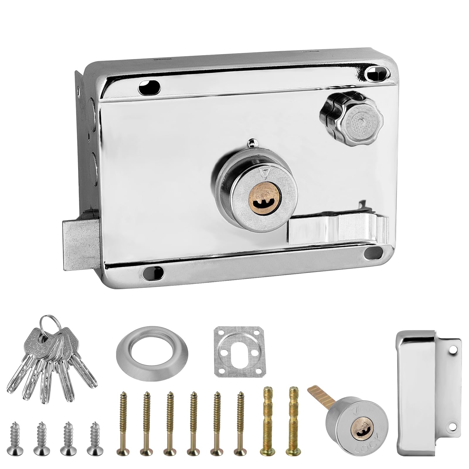 Night Latch Complete with 5 Keys, Elegant Nightlatch, External Door Lock for Front Door, High Security for Your Home or Workplace （Open Left）