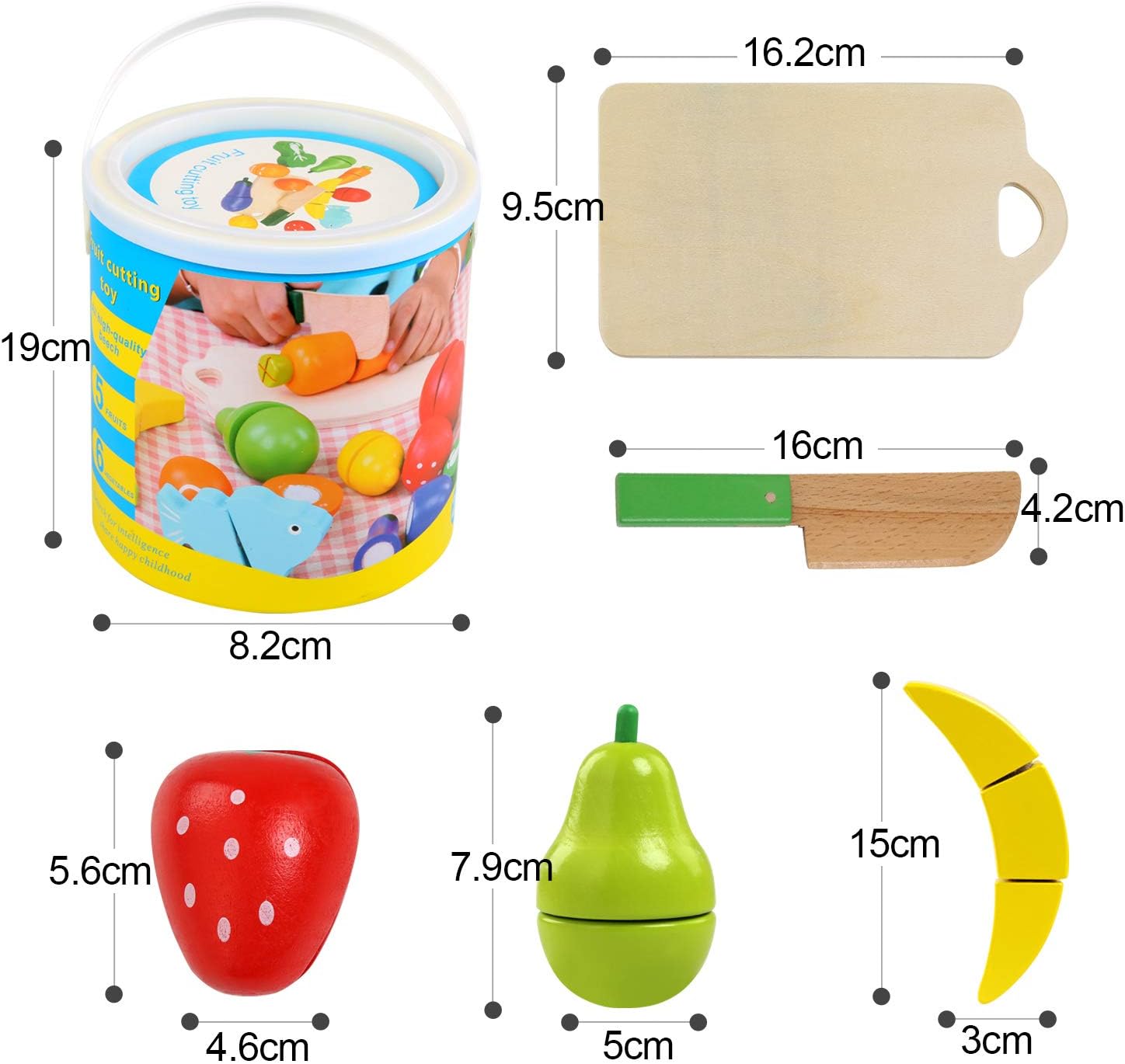 BelleStyle Play Food Toys Wooden Cutting Toys Fruits Vegetable Kitchen