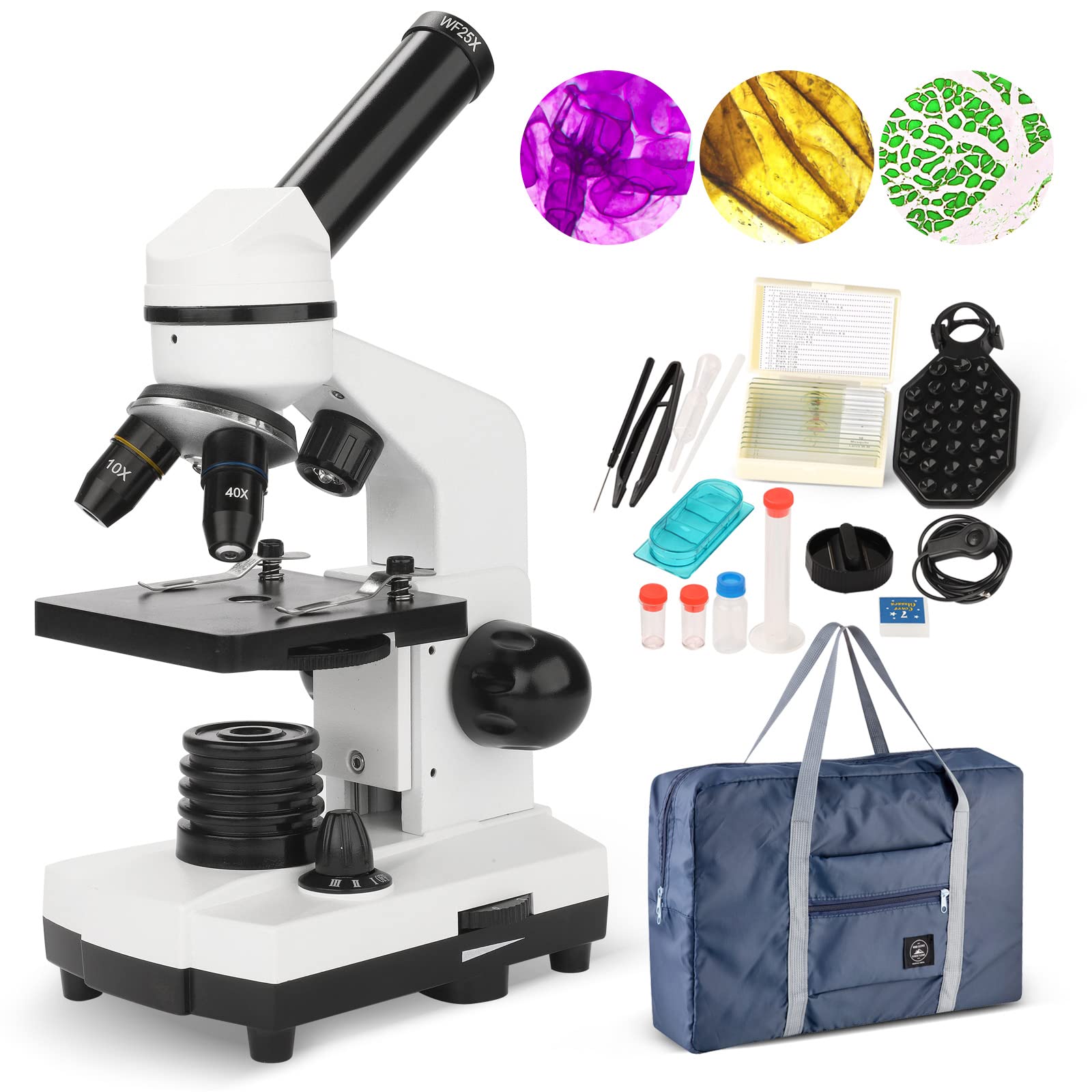 Microscope for Kids Beginners 100X-1000X - Professional Microscope with Phone Adapter, Blades, Portable and Powerful for Home Scientist